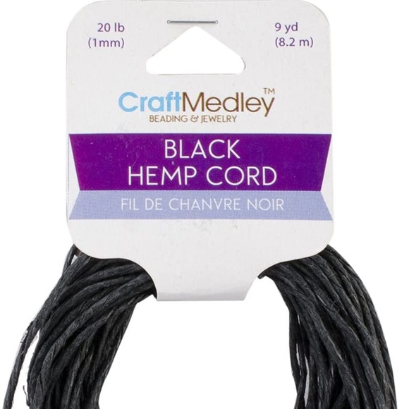 Craft Medley CC805B Natural Hemp Cord, 20lb, 1mm by 9yd Hank, Black Cord - Picture 3 of 3